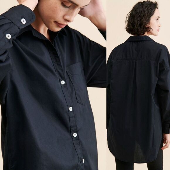 Maeve * The Bennett buttondown shirt nwt new black Anthropologie medium - Picture 3 of 11